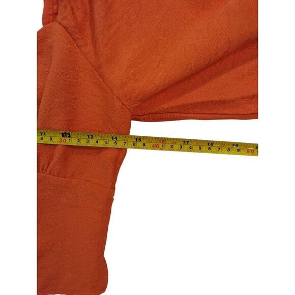 Aper & Crane Ruched Puff Sleeve Tie Front Crop Top - Size S. - Picture 7 of 8